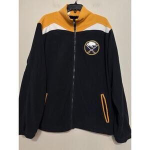 Vintage Old Time Hockey Fleece Jacket Buffalo Sabres Spell Out Stitched Large